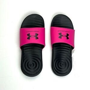 Under Armour Slides Youth Size 5Y Pink and Black Slides/Sandals New With Tags